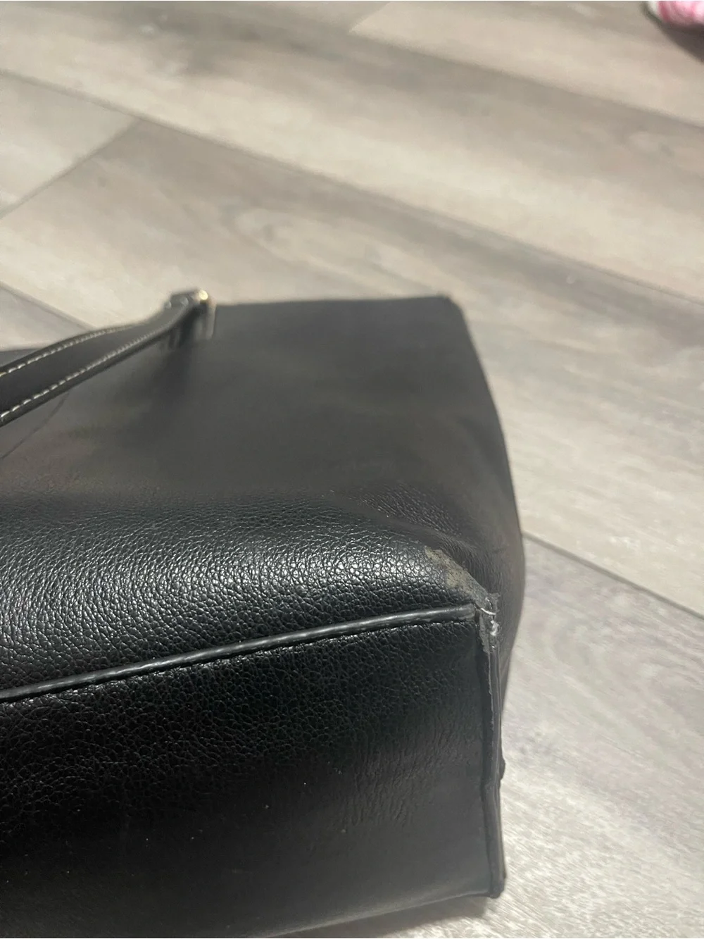 (Not sure if it’s authenticCalvin Klein Black Leather Laptop Tote with Gold Logo
